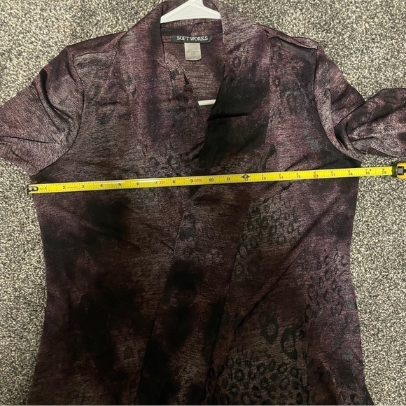 3/$20 Soft Works Purple Animal Print Cardigan - Picture 6 of 8